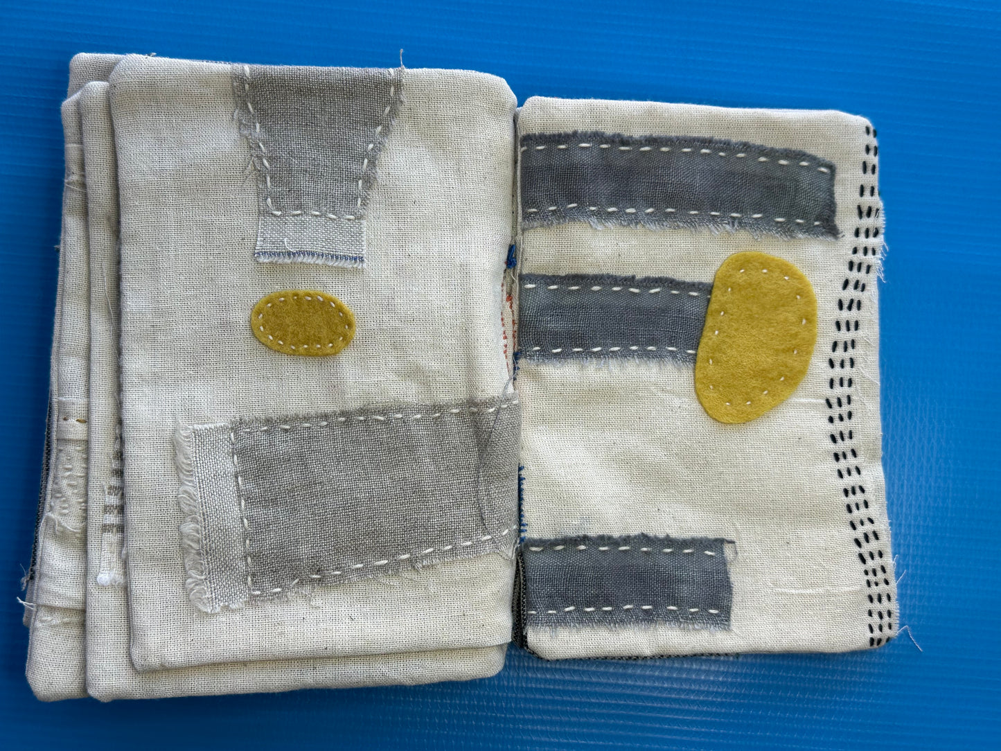 Cloth Book — Aquatic | Cotton, Linen, Sashiko Thread