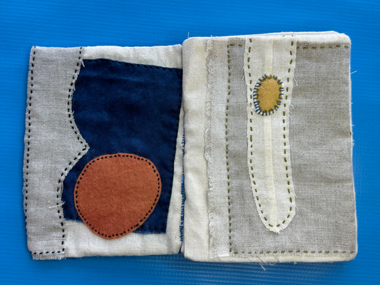 Cloth Book — Aquatic | Cotton, Linen, Sashiko Thread