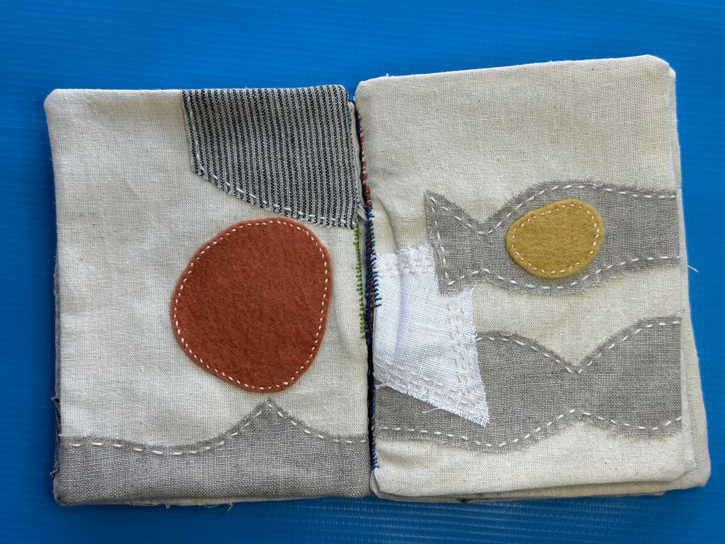 Cloth Book — Aquatic | Cotton, Linen, Sashiko Thread