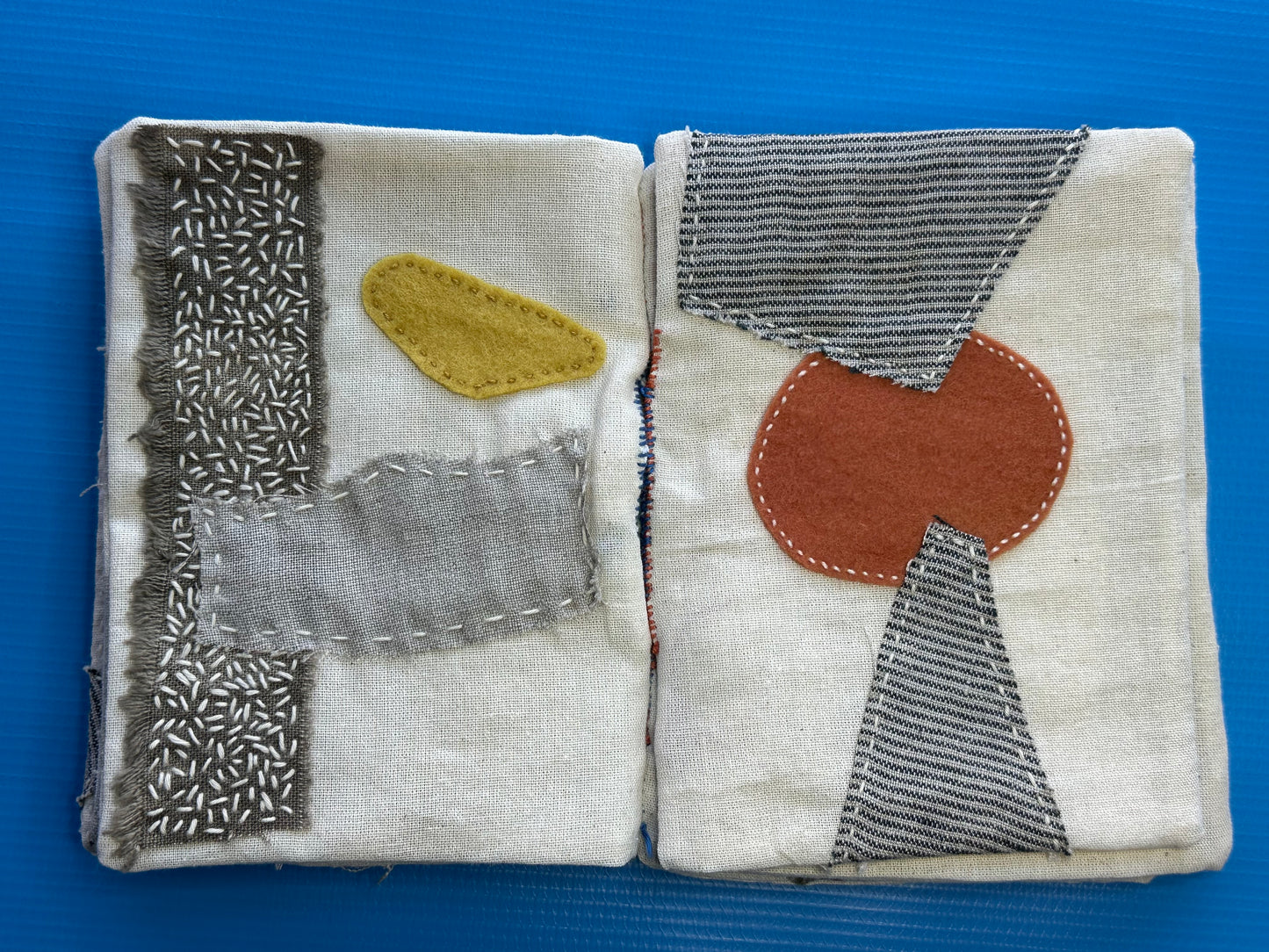 Cloth Book — Aquatic | Cotton, Linen, Sashiko Thread
