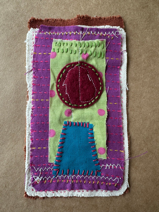 Happy Scrappy #29 Dog-in Profile | Cotton, Felt, & Thread Art | Small Original Art