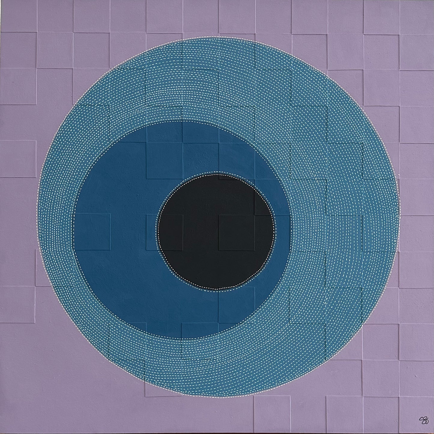Dots 70, Lavender + Teal & Black | Original Art | Painting