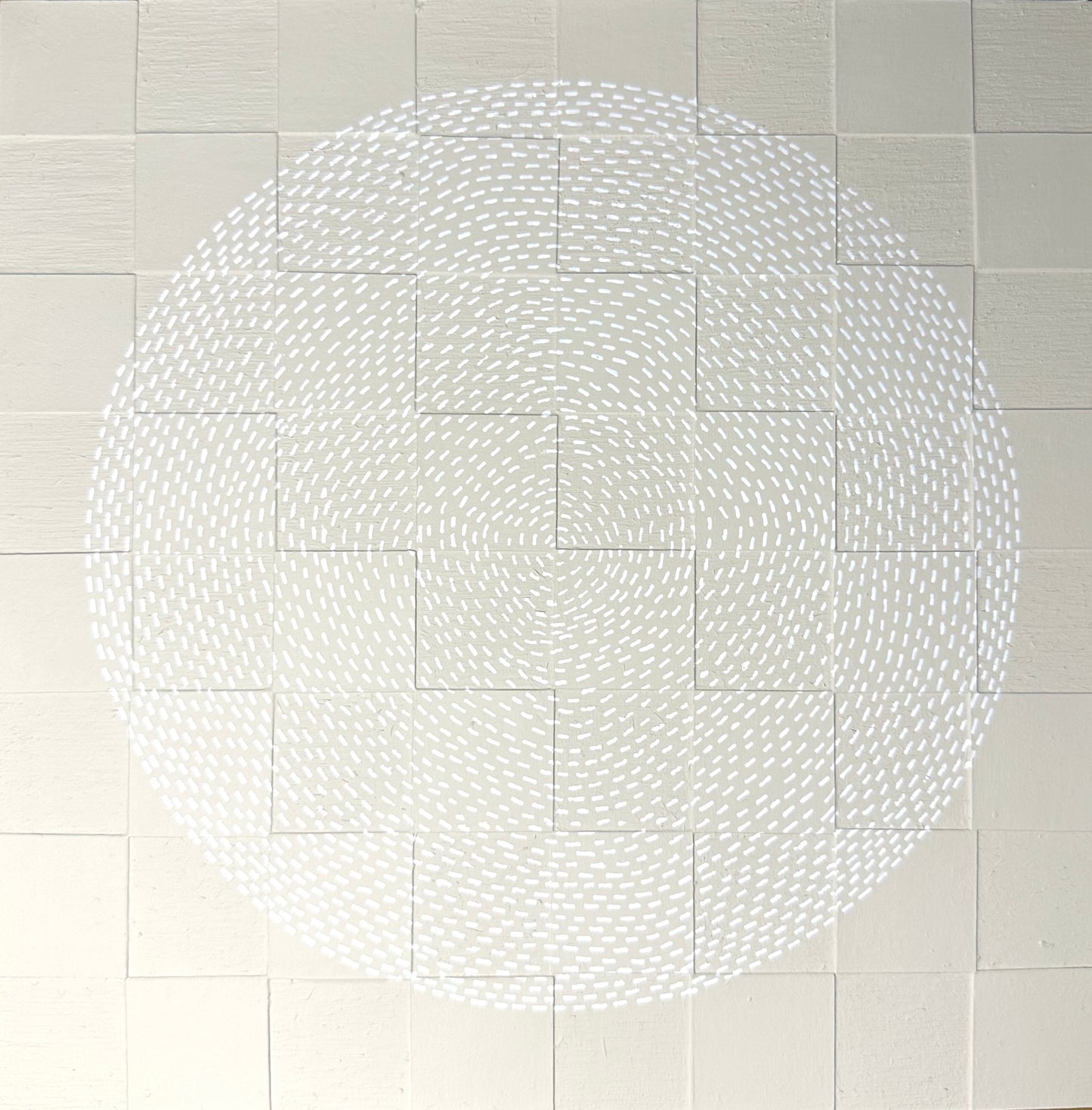 Dots 73 Cream + White Dashes | Original Art | Painting