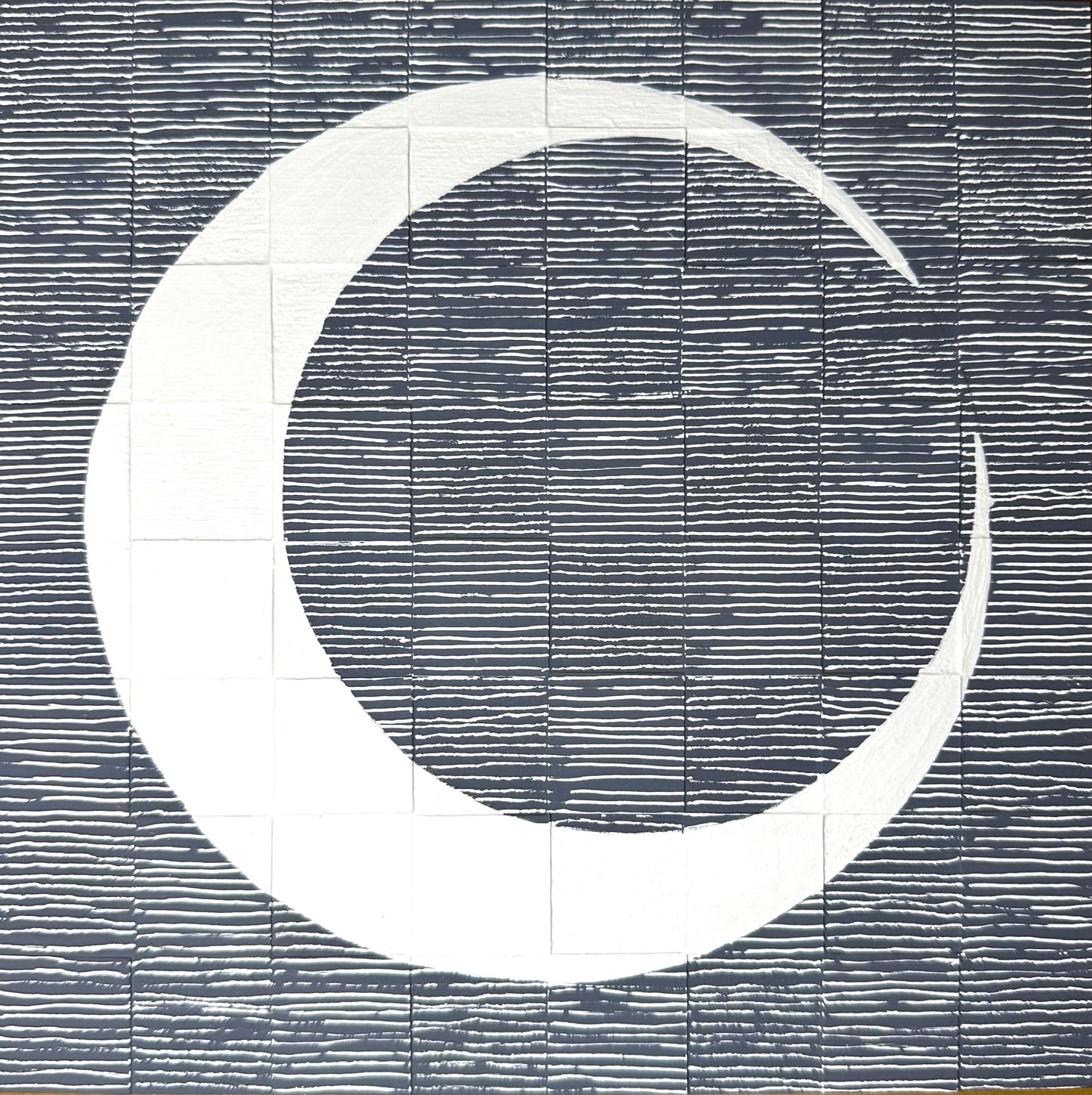 Dots 74, Navy + White Moon | Original Art | Painting