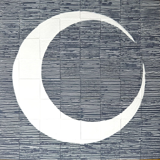 Dots 74, Navy + White Moon | Original Art | Painting