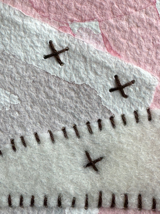 Happy Scrappy #26 | Paper, Felt, & Thread Art | Small Original Art (Copy)