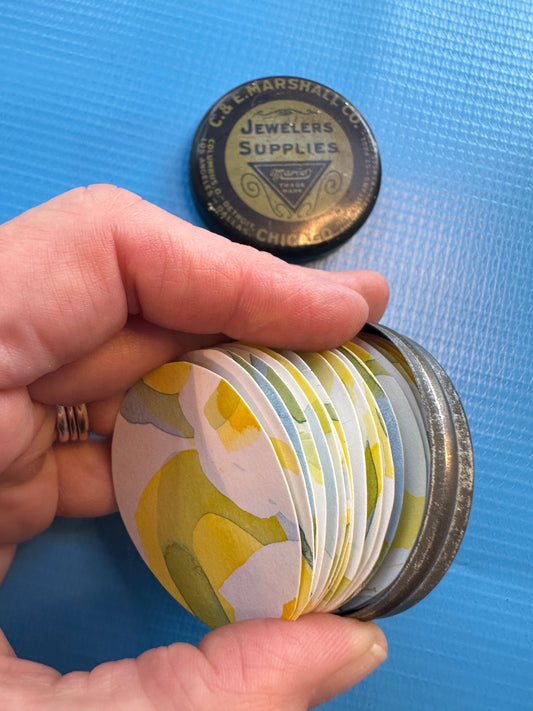 Tin Sketchbook | Jewelers Supplies Container Repurposed | Circle Paper Holder | 19 Pages | One of a kind!