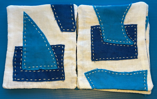 Cloth Book — Water | Cotton, Linen, Sashiko Thread