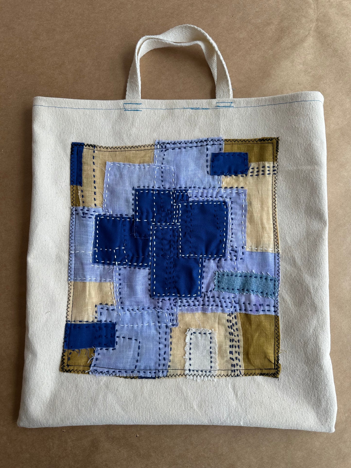 Cloth Bag | Cotton Duck, Linen + Cotton Fabric, Sashiko Thread