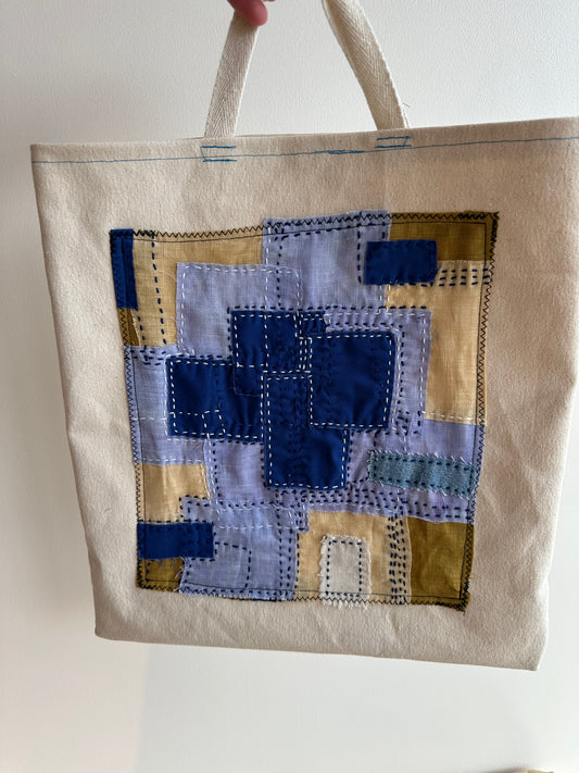Cloth Bag | Cotton Duck, Linen + Cotton Fabric, Sashiko Thread