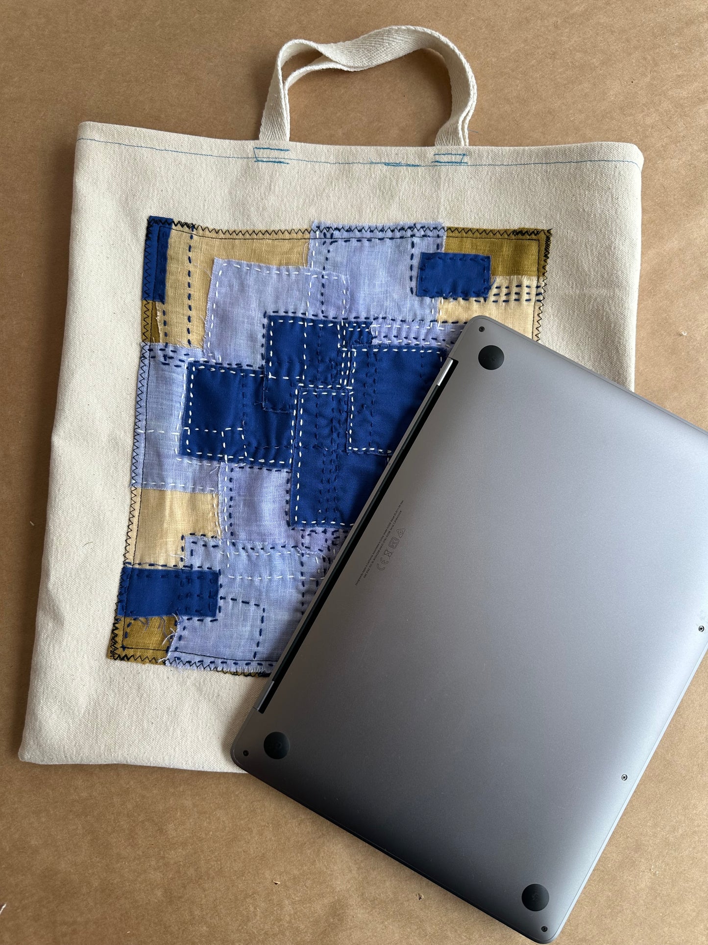 Cloth Bag | Cotton Duck, Linen + Cotton Fabric, Sashiko Thread