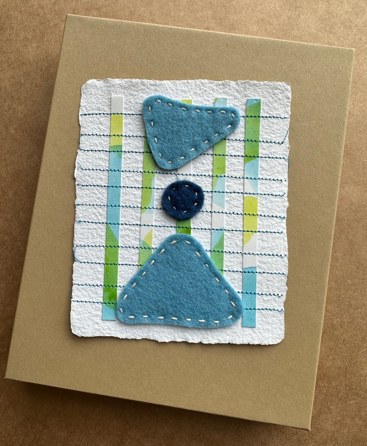 Happy Scrappy #10 | Paper, Felt, Watercolor & Thread Art | Small Original