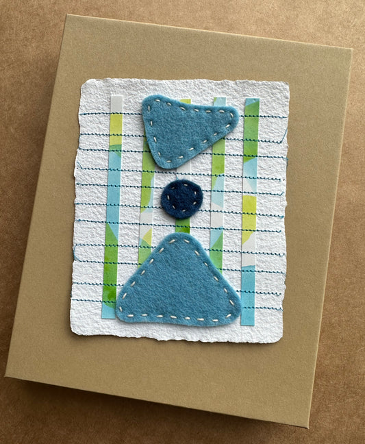 Happy Scrappy #10 | Paper, Felt, Watercolor & Thread Art | Small Original
