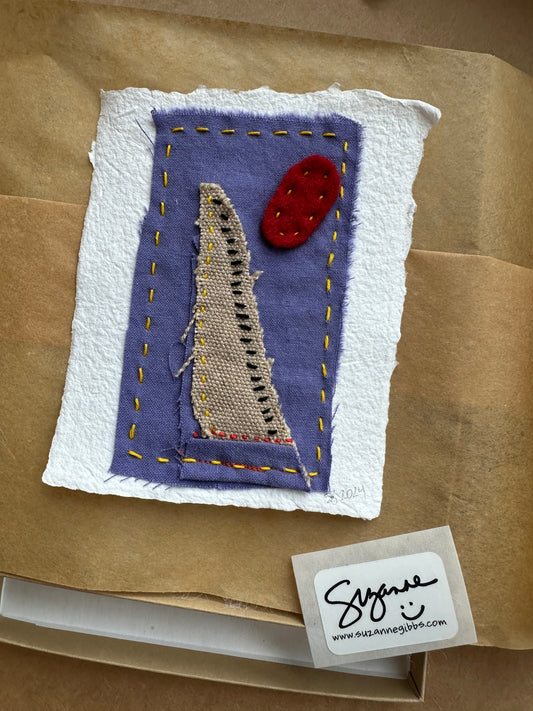 Happy Scrappy #11 | Paper, Felt, Fabric, & Thread Art | Small Original Art