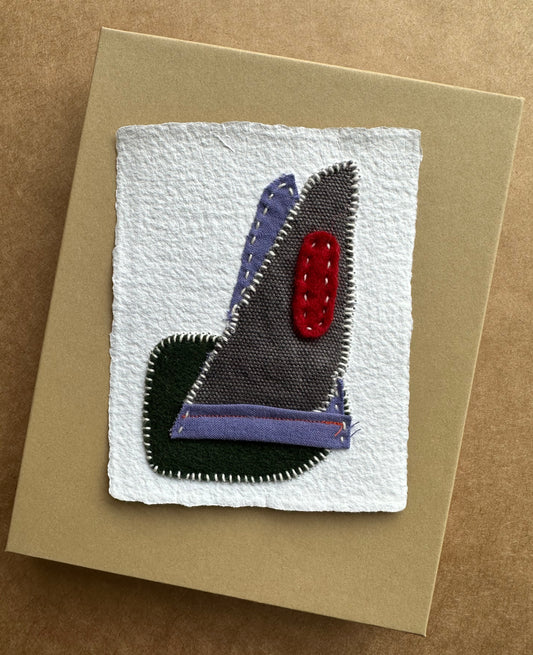 Happy Scrappy #13 | Paper, Felt, Fabric, & Thread Art | Small Original Art