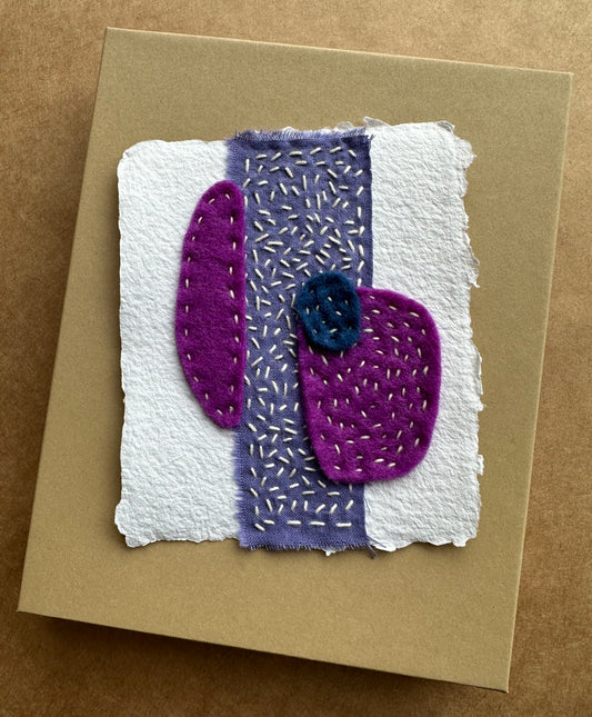 Happy Scrappy Art #14 | Paper, Felt, Fabric, & Thread Art | Small Original Art