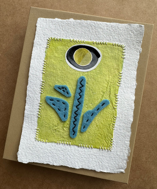 Happy Scrappy Art #15 | Paper, Felt, & Thread Art | Small Original Art