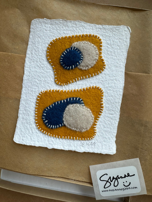 Happy Scrappy #18 | Paper, Felt & Thread Art | Small Original Art