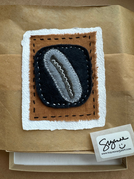 Happy Scrappy #19 | Paper, Felt, Fabric, & Thread Art | Small Original Art