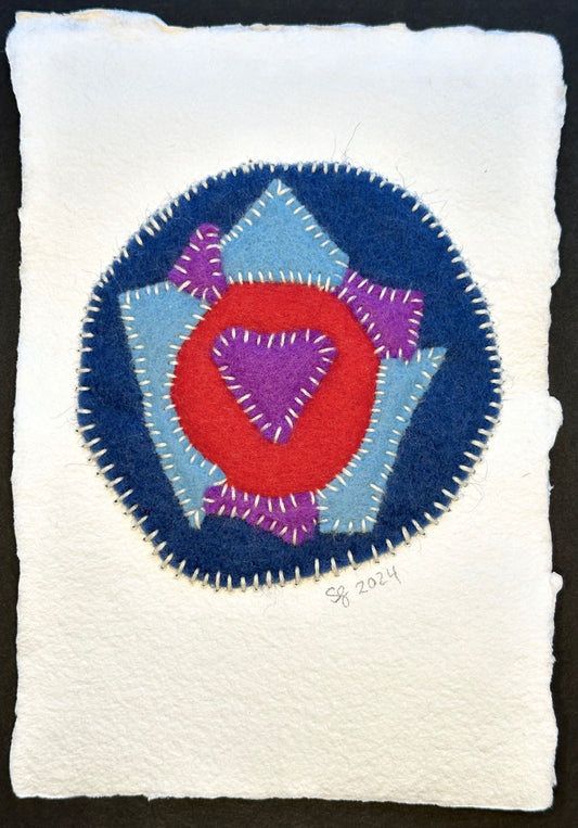 Happy Scrappy #5 | Paper, Felt & Thread Art | Small Original