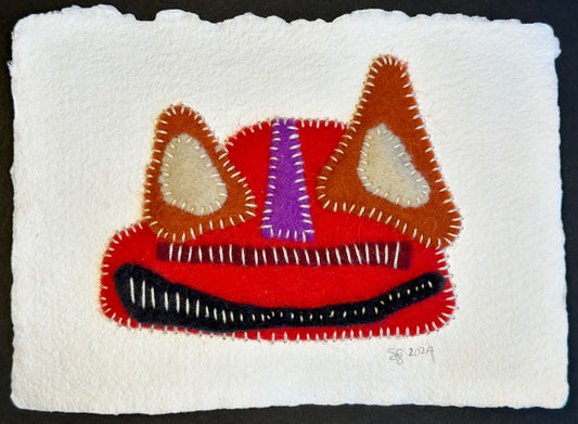 Happy Scrappy #1 | Paper, Felt & Thread Art | Small Original
