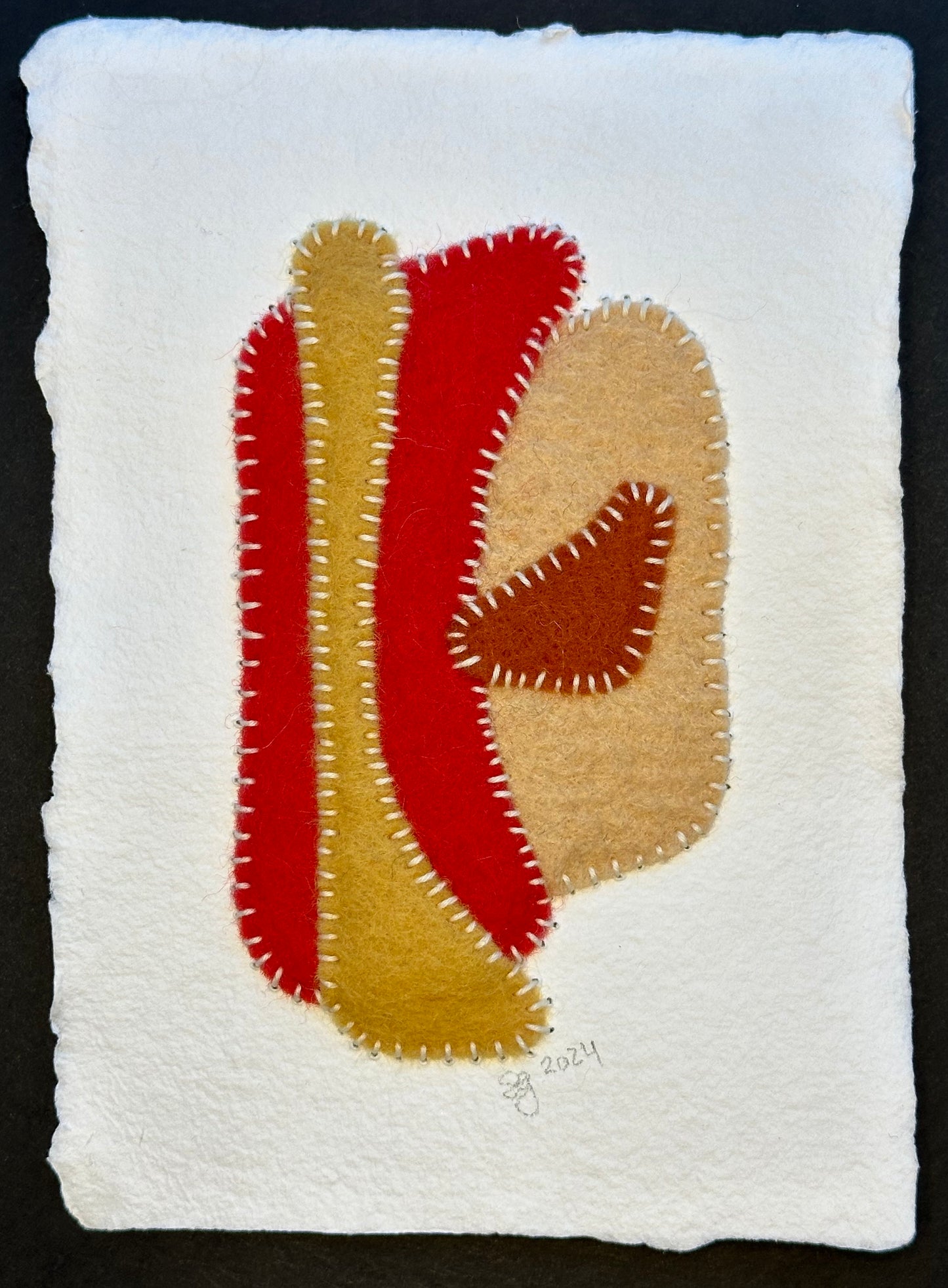 Happy Scrappy #2 | Paper, Felt & Thread Art | Small Original