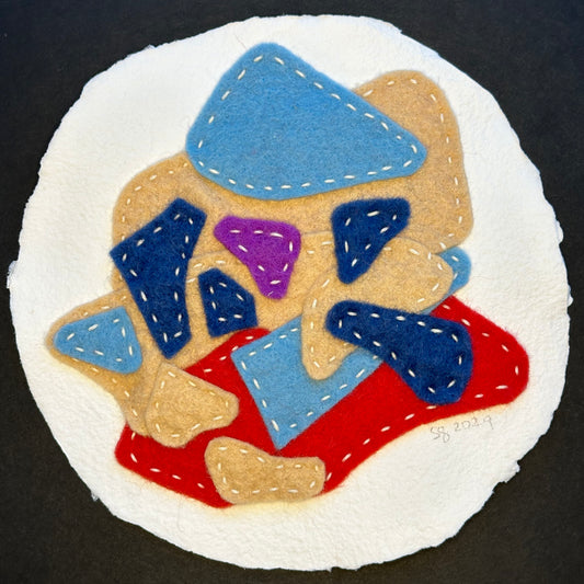 Happy Scrappy #7 | Paper, Felt & Thread Art | Small Original