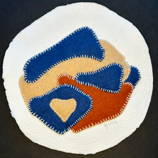 Happy Scrappy #8 | Paper, Felt & Thread Art | Small Original