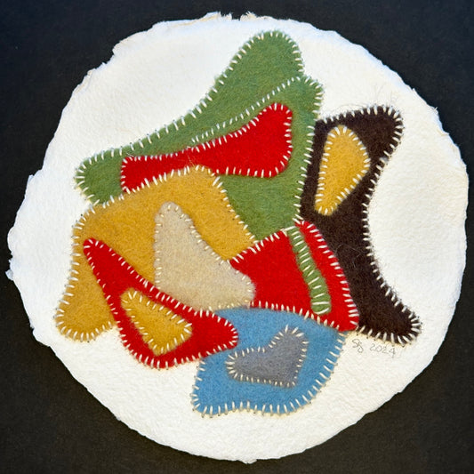 Happy Scrappy #9 | Paper, Felt & Thread Art | Small Original