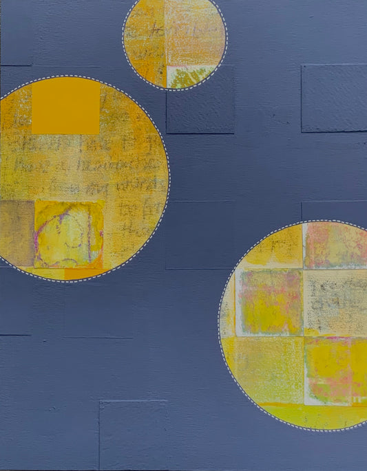 Dots 57, Gray + Yellow Texture | Abstract Dot Painting | Fine Art