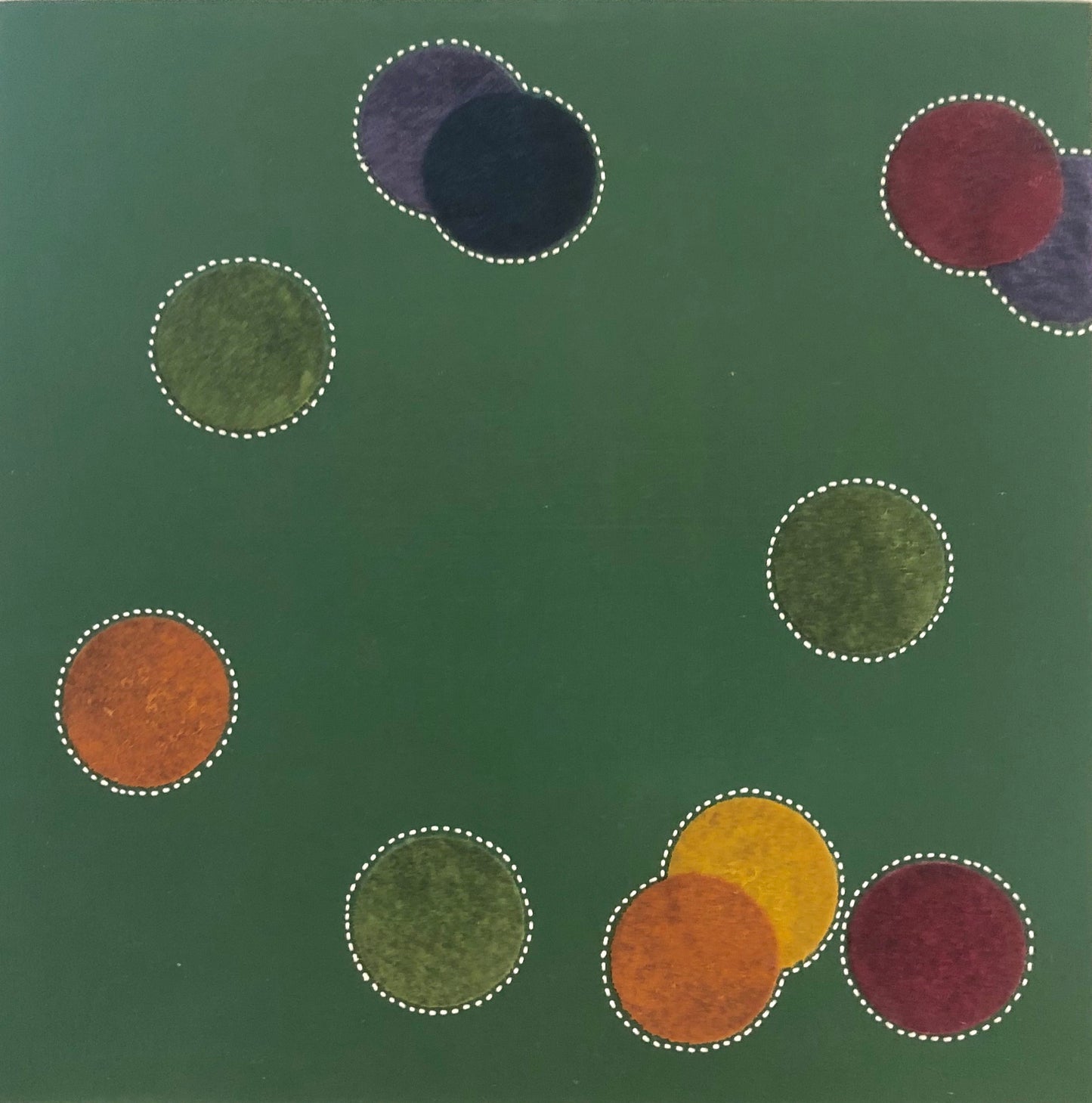 Dots 60, Green + Felt Dots | Abstract Dot Painting | Fine Art