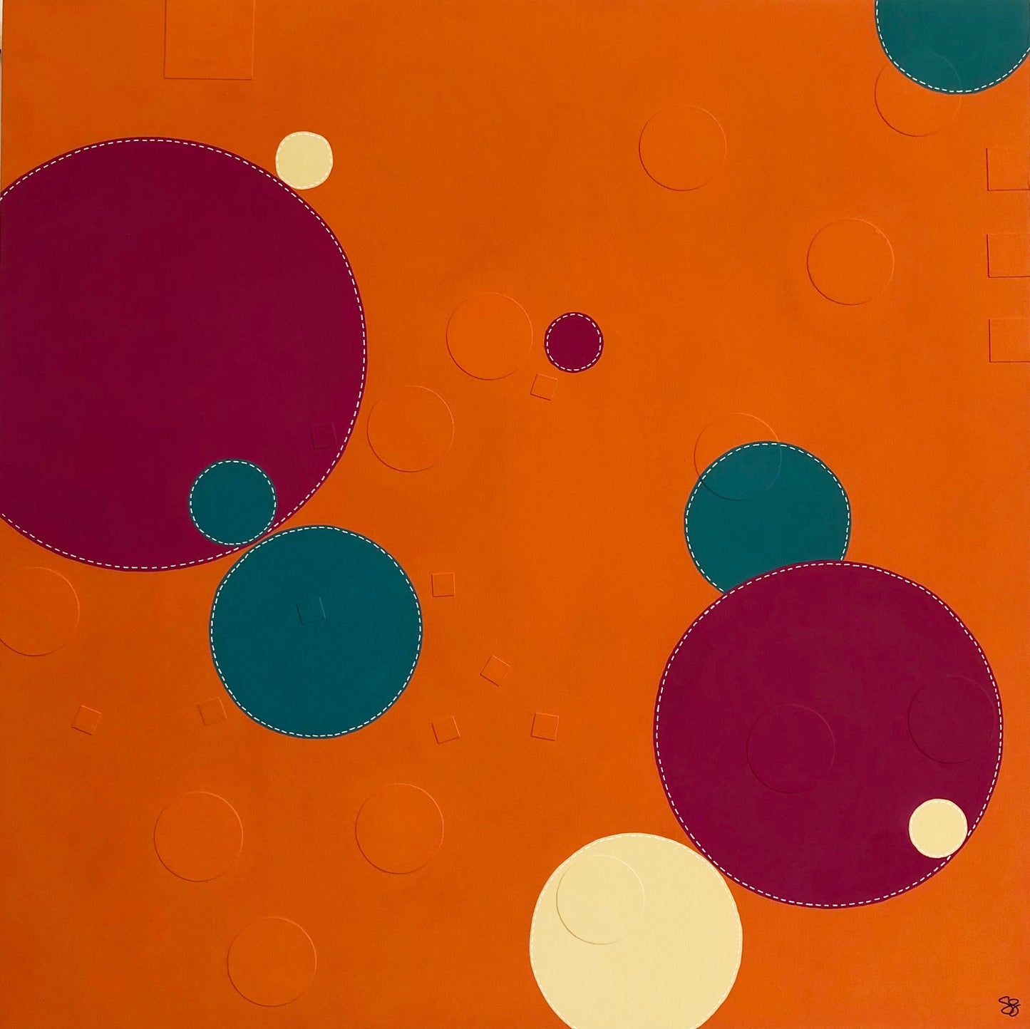 Dots 3, Orange + Teal & Magenta | Contemporary Fine Art | Orange Painting