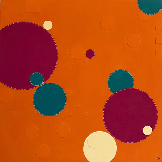 Dots 3, Orange + Teal & Magenta | Contemporary Fine Art | Orange Painting