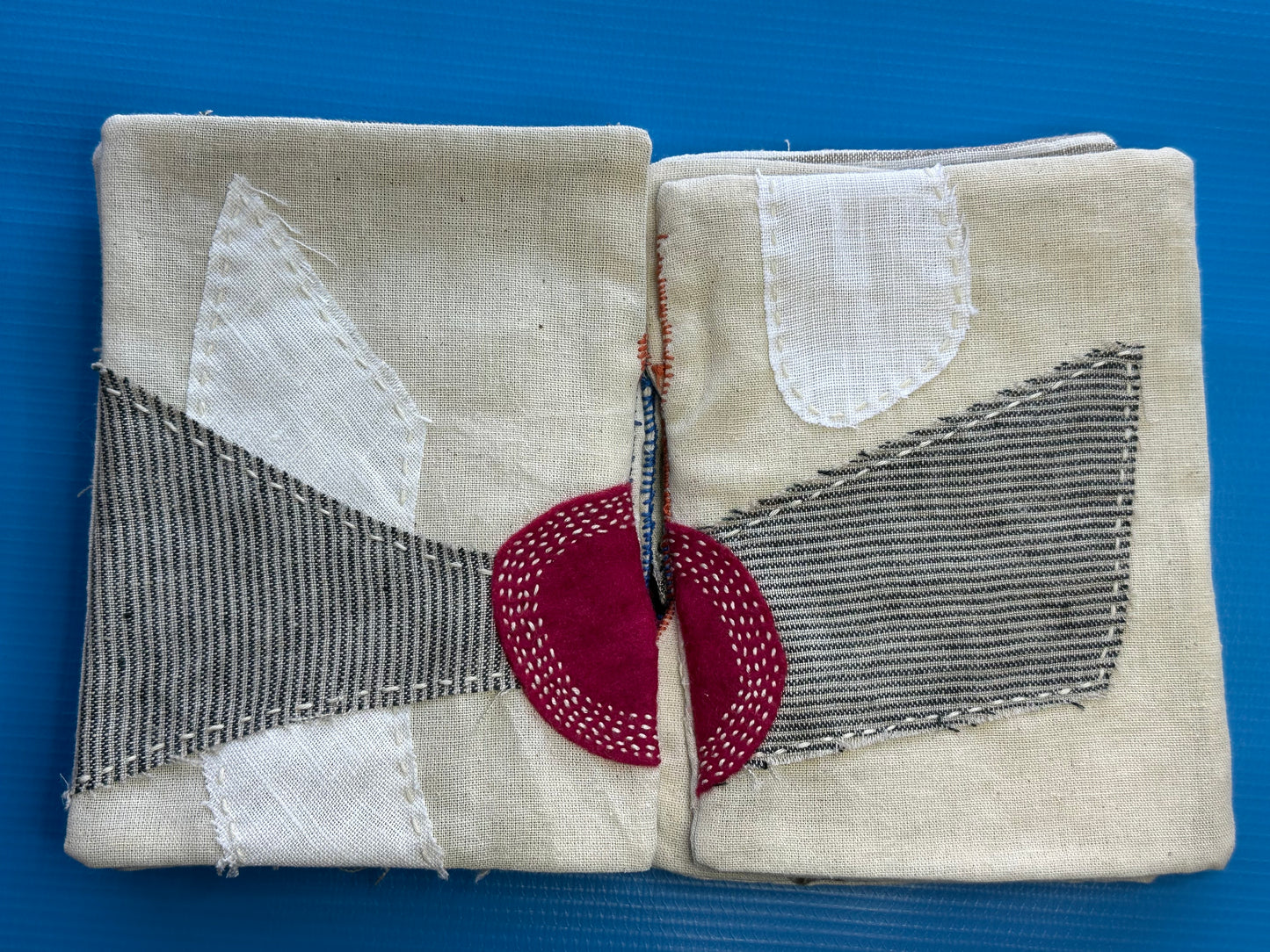 Cloth Book — Aquatic | Cotton, Linen, Sashiko Thread