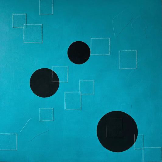 Dots 79, Teal + Black & Boxes | Original Art | Painting