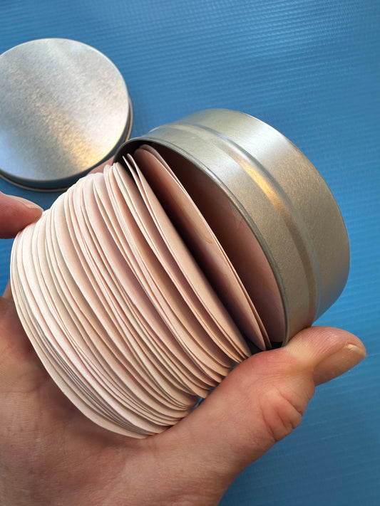 Small Tin Sketchbook | Metal Container Repurposed | Circle Paper Holder | 40 Pages | One of a kind!