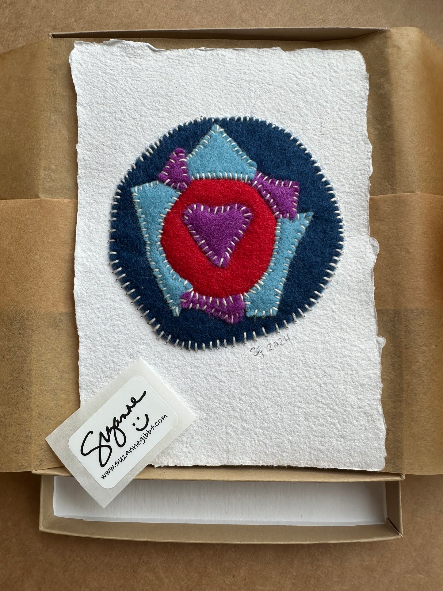 Happy Scrappy #5 | Paper, Felt & Thread Art | Small Original