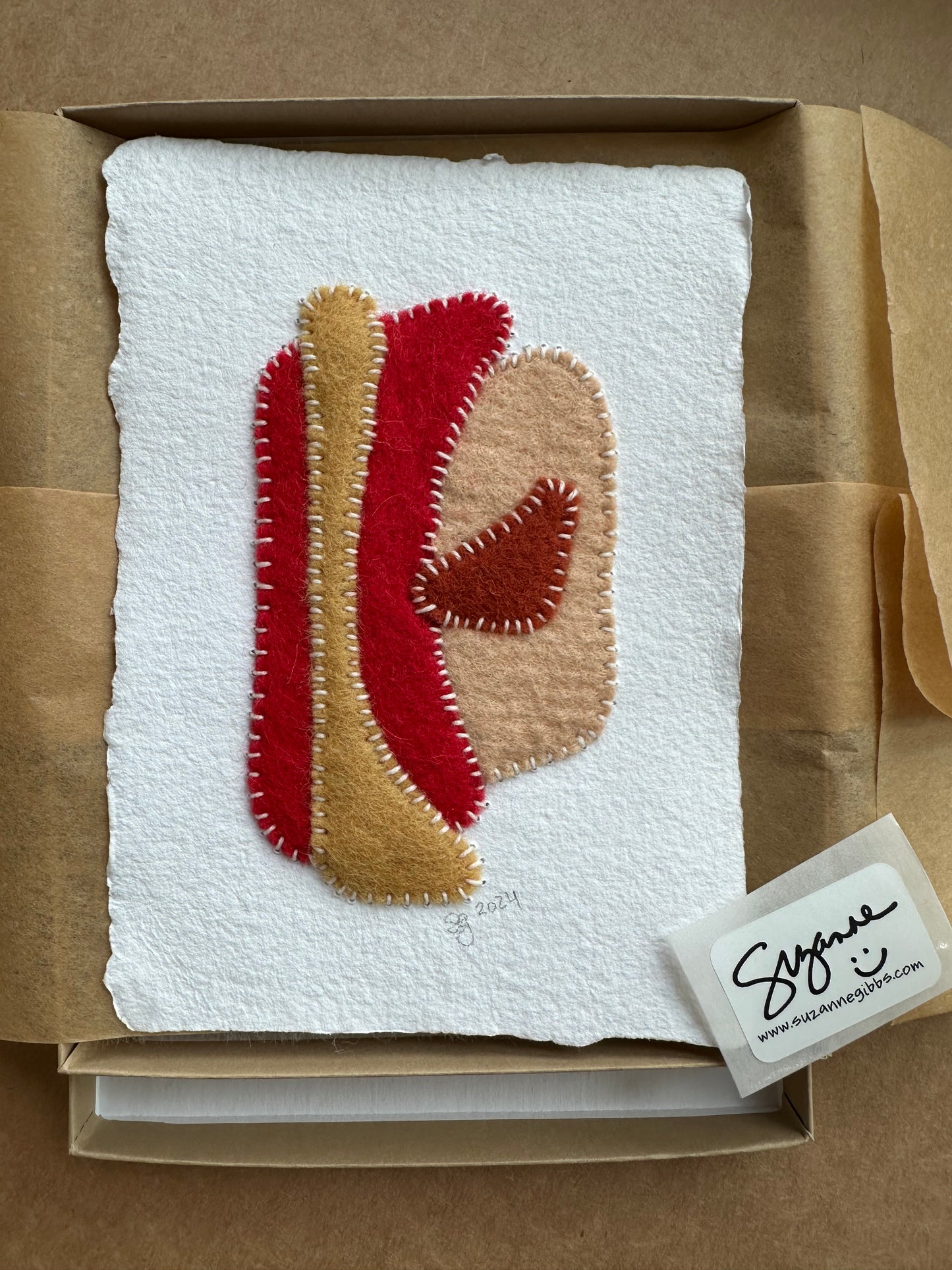 Happy Scrappy #2 | Paper, Felt & Thread Art | Small Original