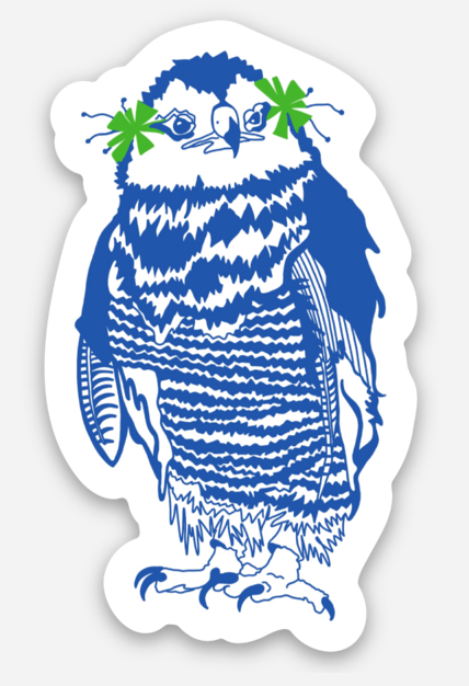 Blue Owl | 1.25 x 1 Inch Die Cut Sticker