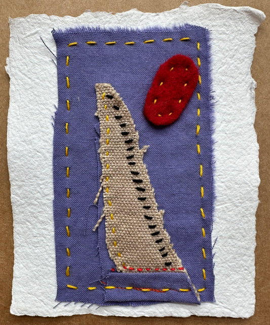 Happy Scrappy #11 | Paper, Felt, Fabric, & Thread Art | Small Original Art