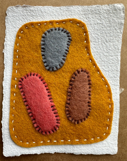 Happy Scrappy #12 | Paper, Felt, & Thread Art | Small Original Art