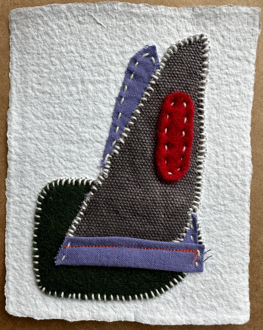 Happy Scrappy #13 | Paper, Felt, Fabric, & Thread Art | Small Original Art