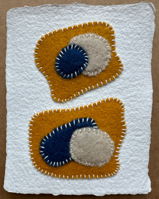 Happy Scrappy #18 | Paper, Felt & Thread Art | Small Original Art