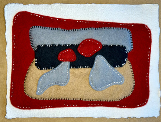 Happy Scrappy #23 | Paper, Felt & Thread Art | Small Original Art