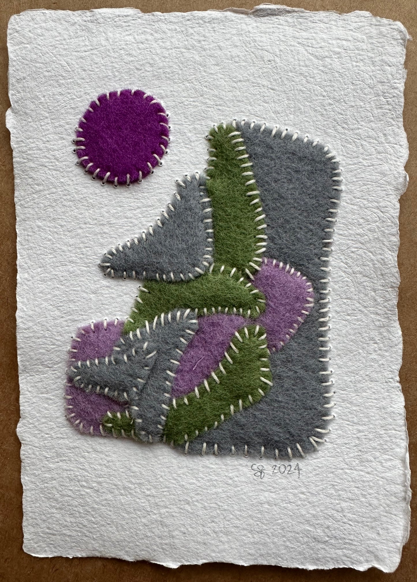 Happy Scrappy #3 | Paper, Felt & Thread Art | Small Original