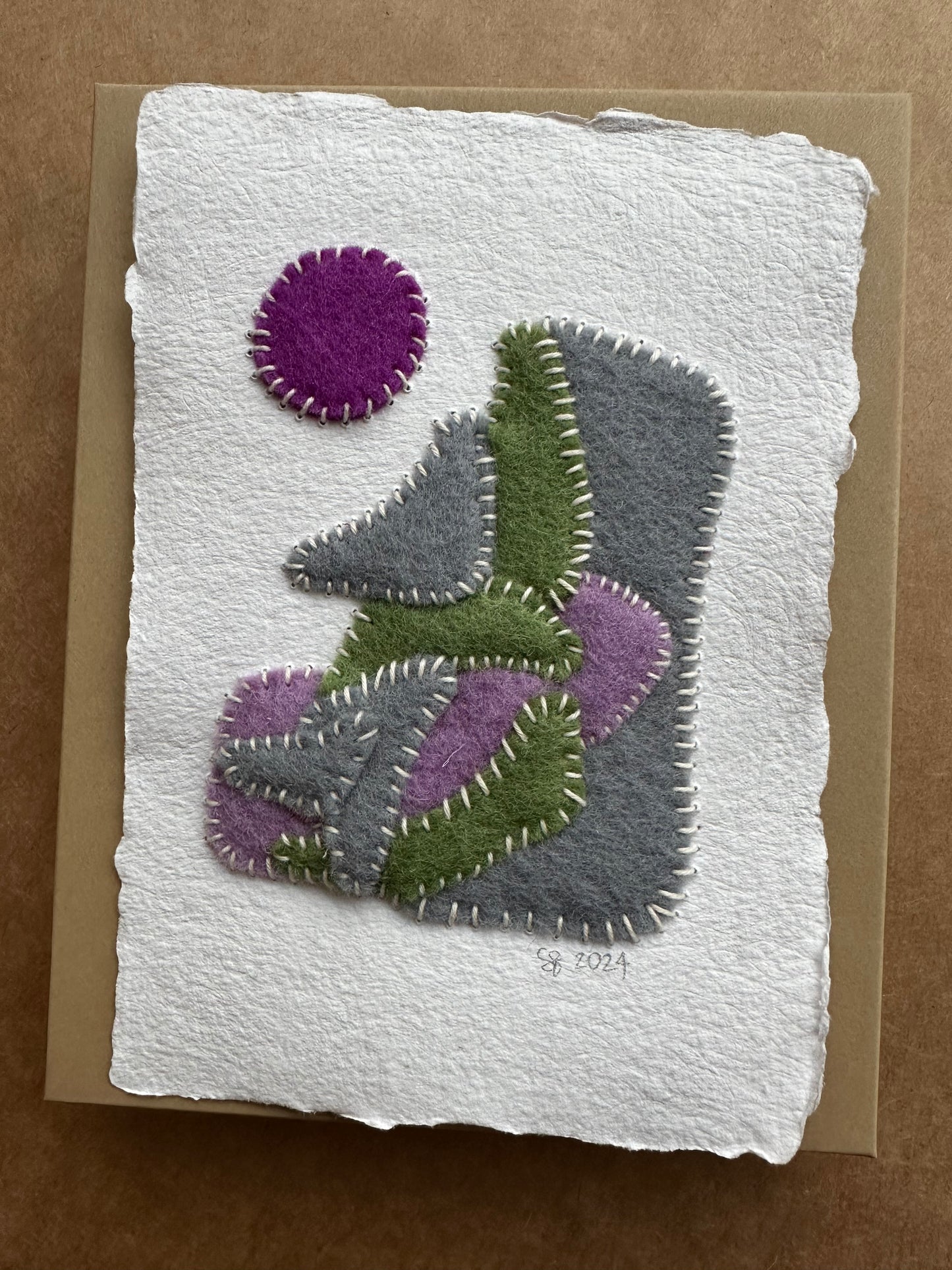 Happy Scrappy #3 | Paper, Felt & Thread Art | Small Original