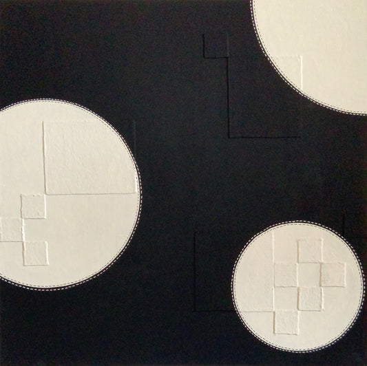 Dots 26, Dark Gray + White Painting